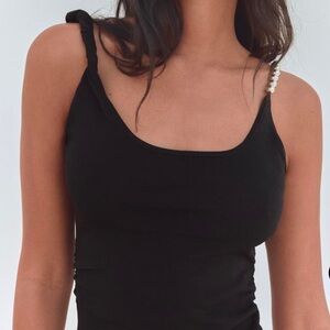 Black Top with Beaded Strap